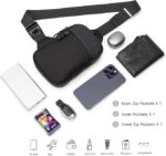 ⁦higouta Mini Sling Bag for Men and Women, Small Crossbody Bag Trendy, Casual Waterproof Phone Chest Bag for Runner Travel, Black, Small, Sling Backpacks⁩ - الصورة ⁦3⁩