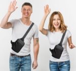 ⁦higouta Mini Sling Bag for Men and Women, Small Crossbody Bag Trendy, Casual Waterproof Phone Chest Bag for Runner Travel, Black, Small, Sling Backpacks⁩ - الصورة ⁦2⁩